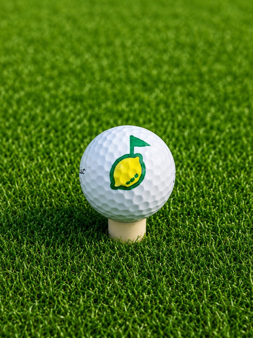 Birdello Roballs plotted golf ball on grass